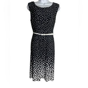 Evan Picone Black Label Dress Size 8 black and white polka dot dress‎ w/belt 🖤